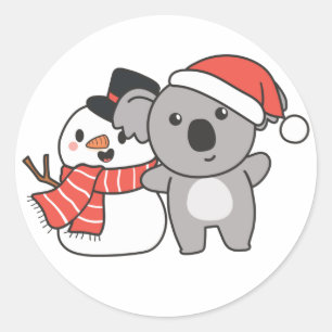 Adesivo Koala Com Snowman No Inverno Para O Clássico De Na