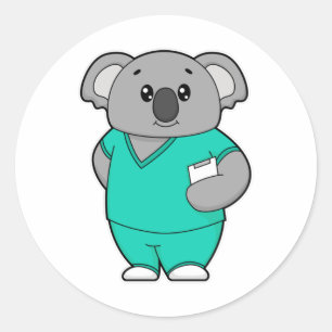 Adesivo Koala como enfermeira com Bloco de notas