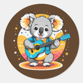 Adesivo Koala estrumando um violão