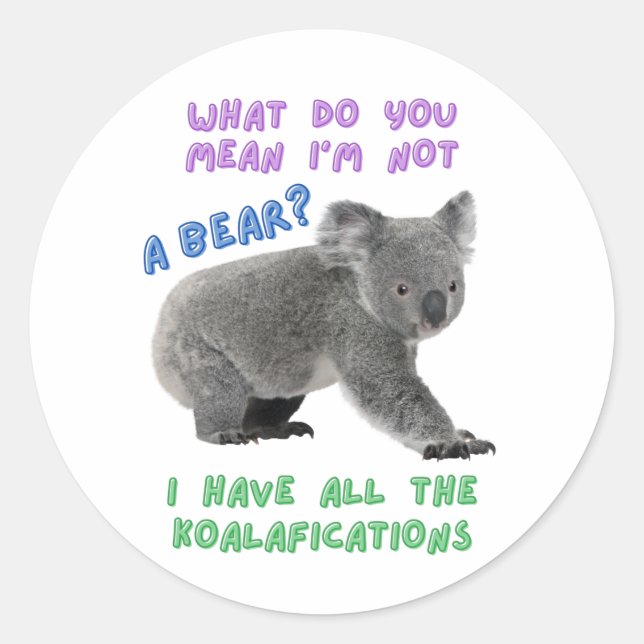 Adesivo Koala, funny animal joke, animal pun (Frente)