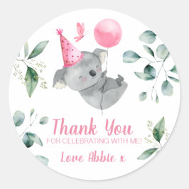Adesivo Koala Girl Pink Birthday Favor