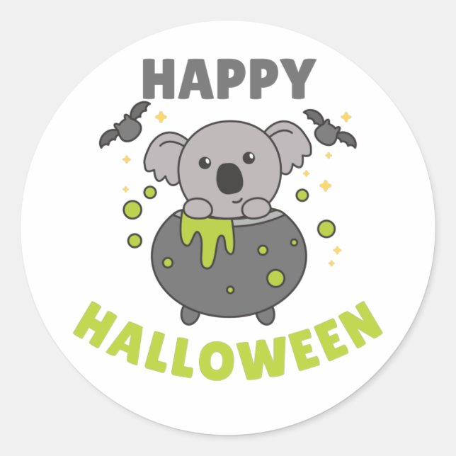 Adesivo Koala Happy Halloween Cauldron Bat Classon S (Frente)