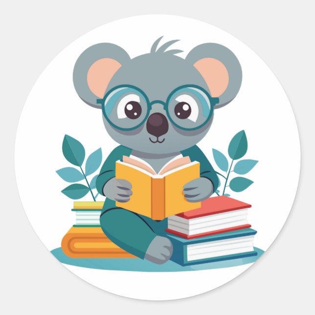 Adesivo Koala Reading Books Education Inspire (Frente)