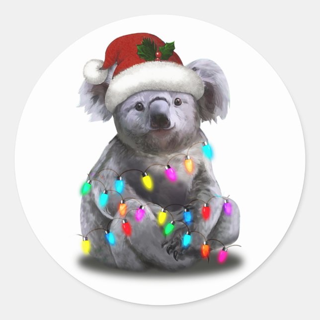 Adesivo Koala Sentada Com Luzes De Natal (Frente)