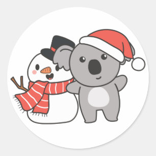 Adesivo Koala With Snowman In Winter For Christmas Classic