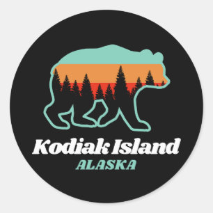 Adesivo Kodiak Island Alaska Retro Bear Gift