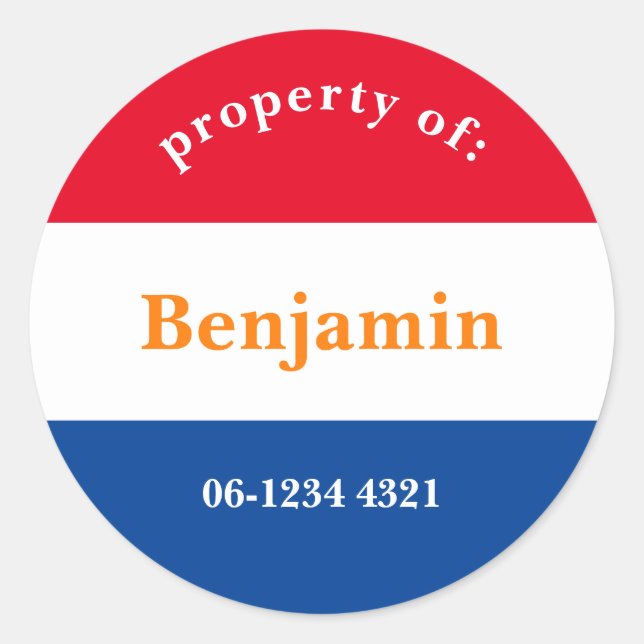 Adesivo koffer sticker rood wit blauw met naam (Frente)