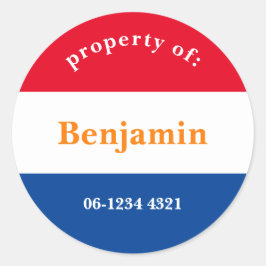 Adesivo koffer sticker rood wit blauw met naam