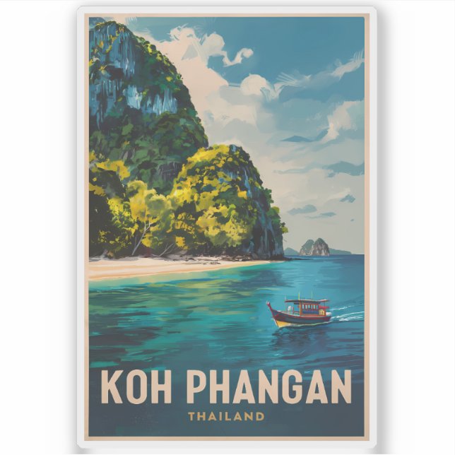 Adesivo Koh Phangan Thailand Viagem Art Vintage (Frente)