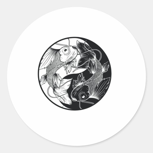 ADESIVO KOI YIN YANG PRETO E BRANCO (Frente)
