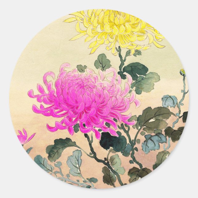 Adesivo Koitsu Tsuchiya Crisântemo flores japonesas arte (Frente)
