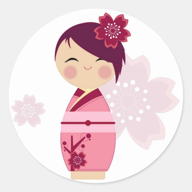 Adesivo Kokeshi Sakura Sticker (Frente)