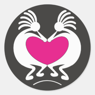 Adesivo Kokopelli com coração cor-de-rosa