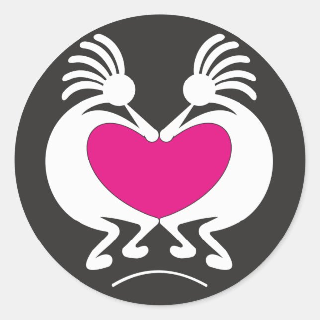 Adesivo Kokopelli com coração rosa (Frente)