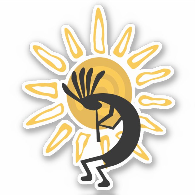 Adesivo Kokopelli com Sun Dourado Vinyl Sticker (Frente)