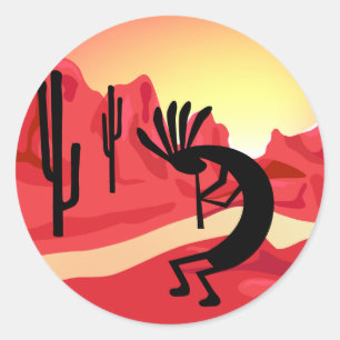 Adesivo Kokopelli Desert Sunset 3" Artesanato Sticker