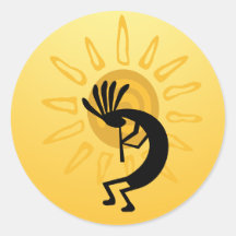 Kokopelli Dourado Sun 3" Sticker