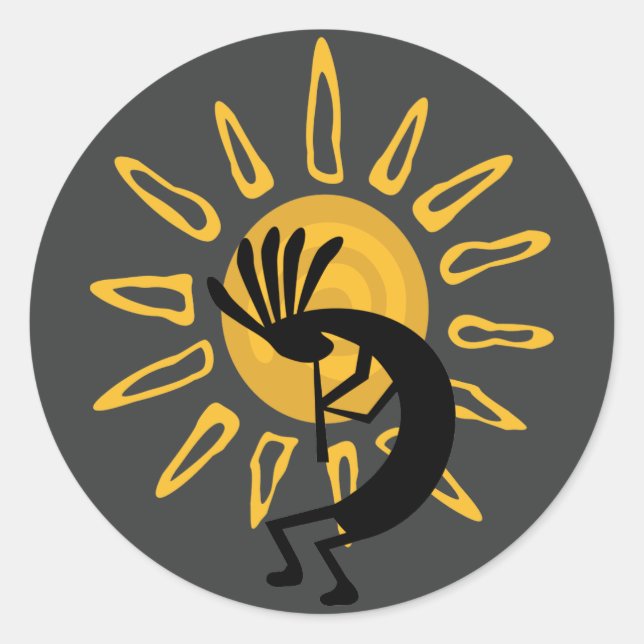 Adesivo Kokopelli Dourado Sun Southwest Sticker (Frente)