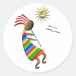 Adesivo Kokopelli Sun e pássaros