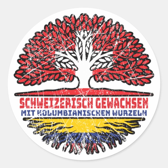 Adesivo Kolumbien Kolumbianisch Schweizer Schweiz Baum (Frente)