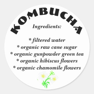 Adesivo Kombucha Lista de Ingredientes Stickers