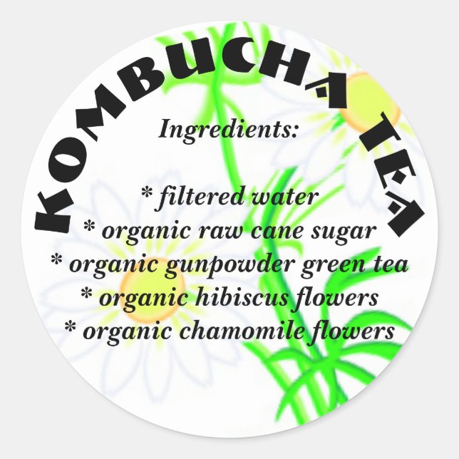 Adesivo Kombucha Tea - Ingredientes Personalizados (Frente)