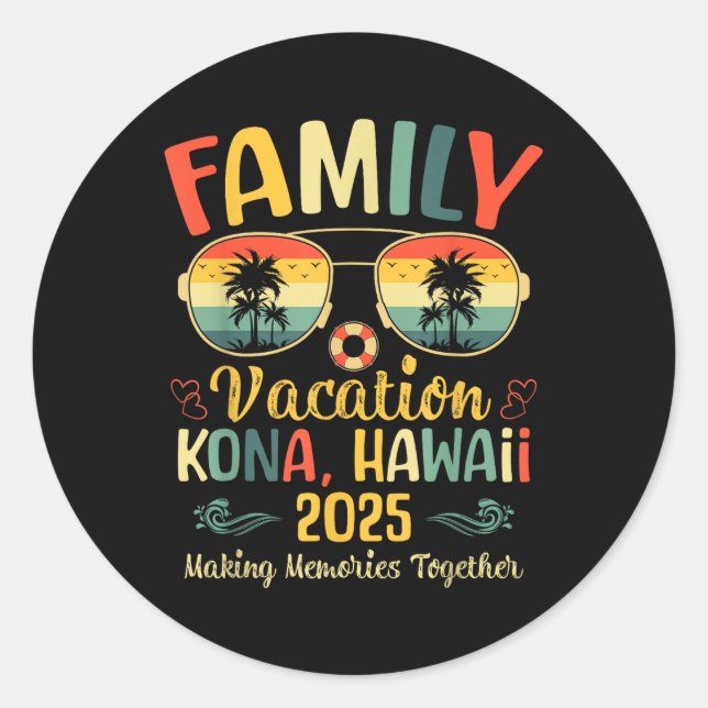 Adesivo Kona Hawaii Beach Family Summer Vacation 2025  (Frente)