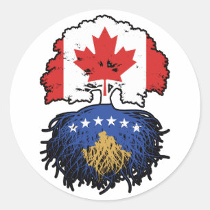 Adesivo Kosovo Kosovar Canada Tree Roots Flag