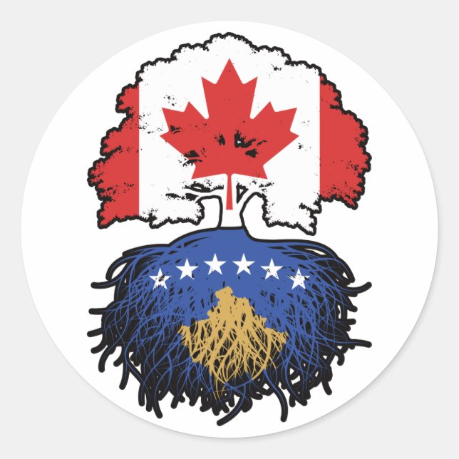 Adesivo Kosovo Kosovar Canada Tree Roots Flag (Frente)