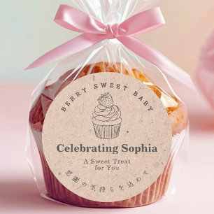 Adesivo Kraft Berry Doce Churrasco de Bebê Cupcake de Mora
