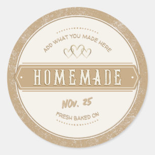 Adesivo Kraft Borded Homemade Com Amor Fresco