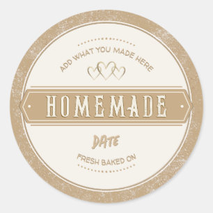Adesivo Kraft Borned Homemade With Love Cream Background