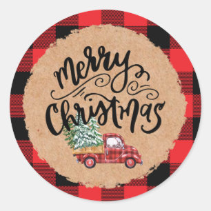 Adesivo Kraft Buffalo Xadrez Script Natal Feriado Caminhão