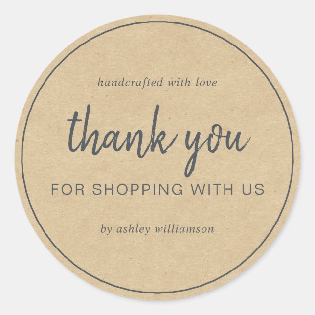 Adesivo Kraft Chic Script Obrigado por Comprar (Frente)