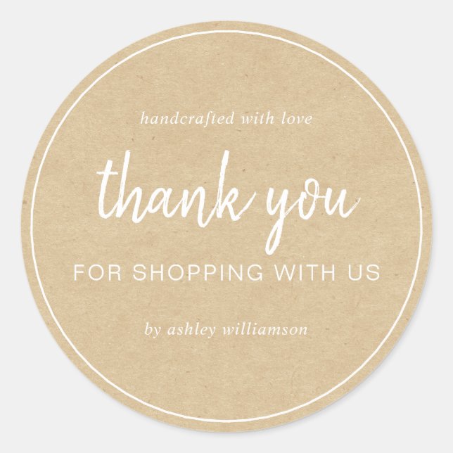 Adesivo Kraft Chic Script Obrigado por Comprar (Frente)