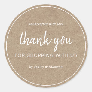 Adesivo Kraft Chic Script Obrigado por Comprar