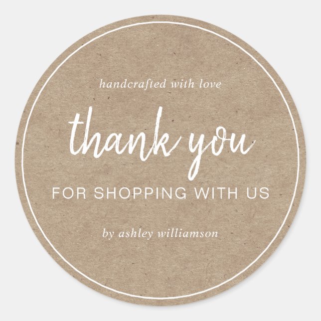 Adesivo Kraft Chic Script Obrigado por Comprar (Frente)