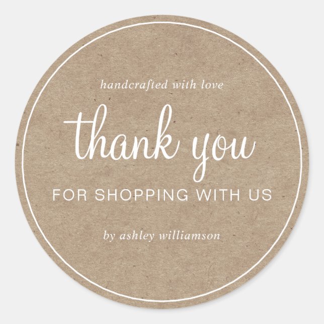 Adesivo Kraft Chic Script Obrigado por Comprar (Frente)