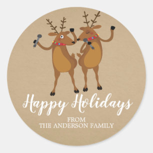 Adesivo Kraft Dancing Reindeer Sticker