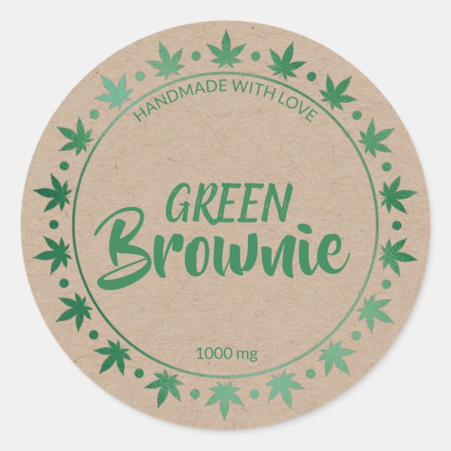 Adesivo Kraft E Green Brownie | Rótulo Comestíveis Homemad (Frente)