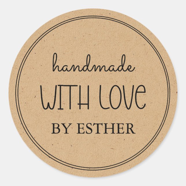 Adesivo Kraft Feito com Amor (Frente)