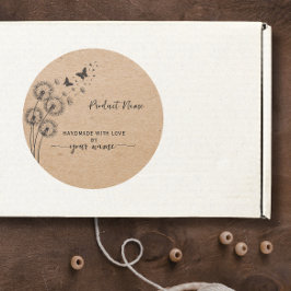 Adesivo Kraft Floral Feito à mão com amor