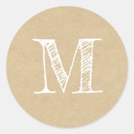 Adesivo Kraft inicial do Monograma de Script Moderno