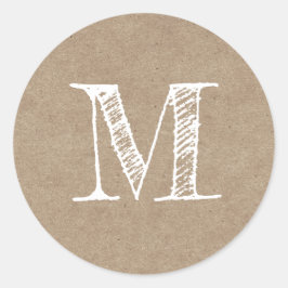 Adesivo Kraft inicial do Monograma de Script Moderno