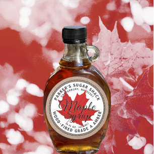 Adesivo Kraft Maple Syrup Label Red Maple Leaf