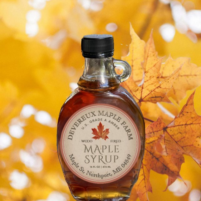 Adesivo Kraft Maple Syrup Orange Leaf Terra-cotta Border (Criador carregado)