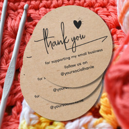 Adesivo kraft Minimalist Custom heart thank you Business