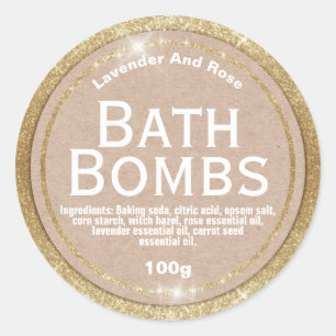 Adesivo Kraft On Glam Dourado Bath Bomb Labels
