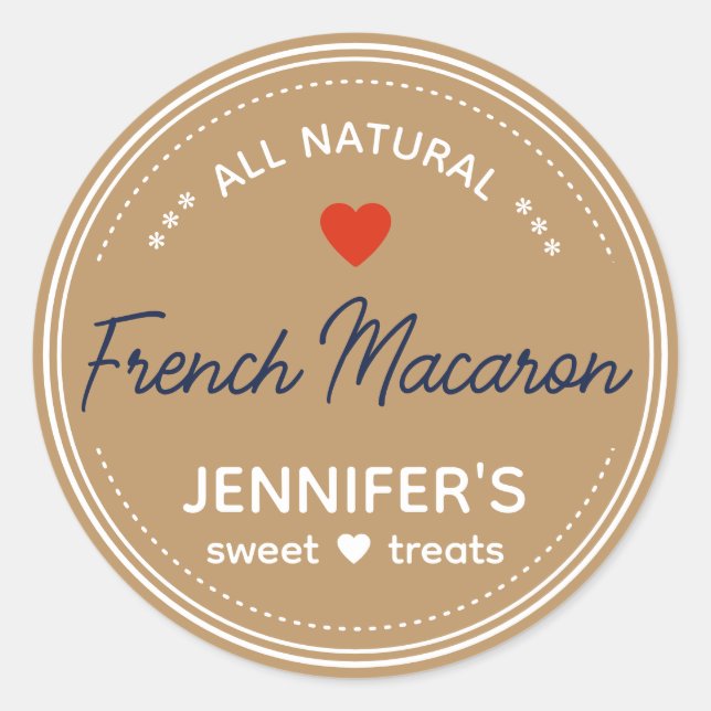 Adesivo Kraft Paper Brown Jar Labels Manuscritos Coração (Frente)