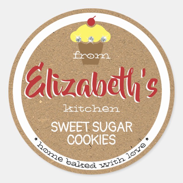 Adesivo Kraft Paper Brown Sweet Cupcake Baking Labels (Frente)